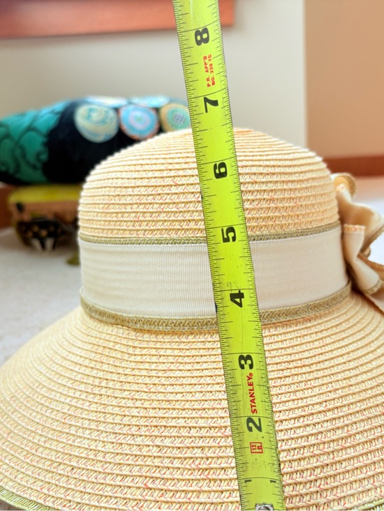 Daniele Meucci Italian Straw Sun Hat Tan Cream Green Bow Beach ?️ Made in Italy main image 3